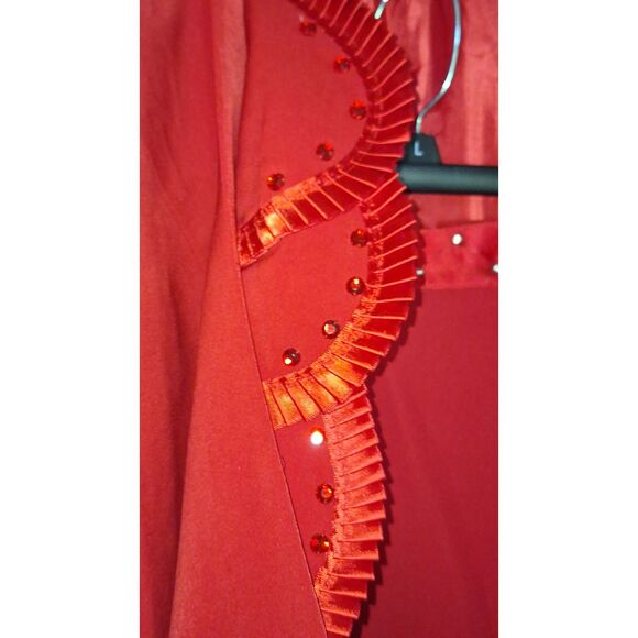 A Champagne Women's Two Piece Dress Red Vintage Embellished Grandma Core 24W - Picture 8 of 11